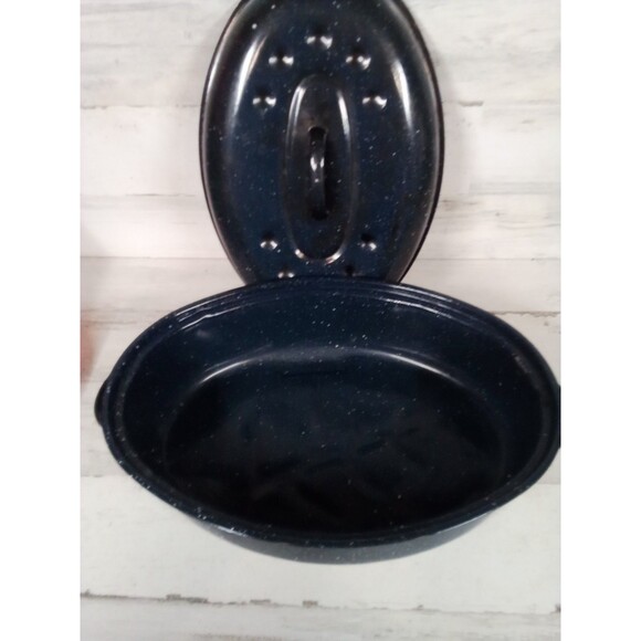 Medium Blue Roaster Pan / Great For All Occasions / Some Wear - Picture 11 of 16